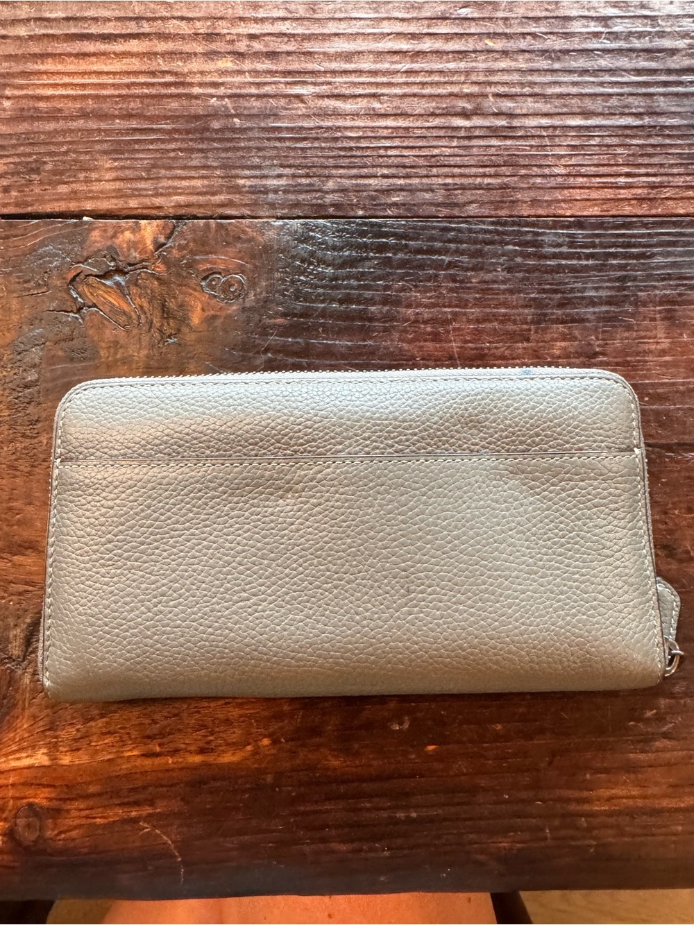 Coach Leather Zip Around Wallet Taupe Gray Pebbled Leather Long Wallet - Picture 2 of 8